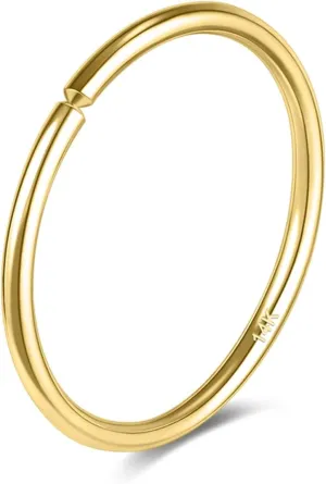Diameter Hypoallergenic Real Gold Nose synchronizer retail intact Rings for Women & Men SYLWIA 14k Solid Gold Thin Nose Ring Hoops, Handmade 26g/22g/20g Piercing Jewelry, 6/8/10mm 