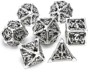 Dice Set Dungeons and Dragons Dice Hollow Dice 7Pcs Suitable for DND reward lyrically RPG MTG Dungeon and Dragons Table Board Roll Playing Games DND Metal Dice Set Polyhedral 
