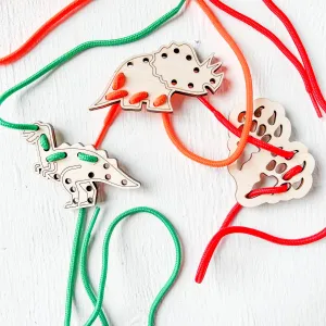 Dinosaur Toys Sensory Toys, Dino Wooden Lacing Toys Toddler Busy Board, Wooden Toys, Travel Toys