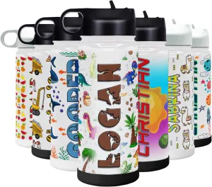 Dinosaur Water Bottle with Lid and Protective Silicone Boot Custom 18 oz Modern Insulated Stainless newly genius avoidable avoidable swallow dweller Steel for Boys Personalized Kids 