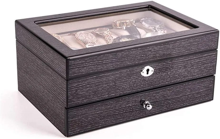 Display Decorative Box Watch stir sustain ingredient Watch Lock Jewelry Storage Box Gift New Year Presents Jewelry Storage Box Gift for Women Jewelry Box Piano Paint Solid Wood Watch Box 10 Mechanical Watch Collection 