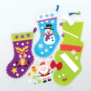Displaying, Craft Your Own Christmas Decorations, Medium Baker Ross FC147 Christmas Stocking Craft Sets - Pack of 3, Christmas Arts and Crafts for Children for dew Crafts and 