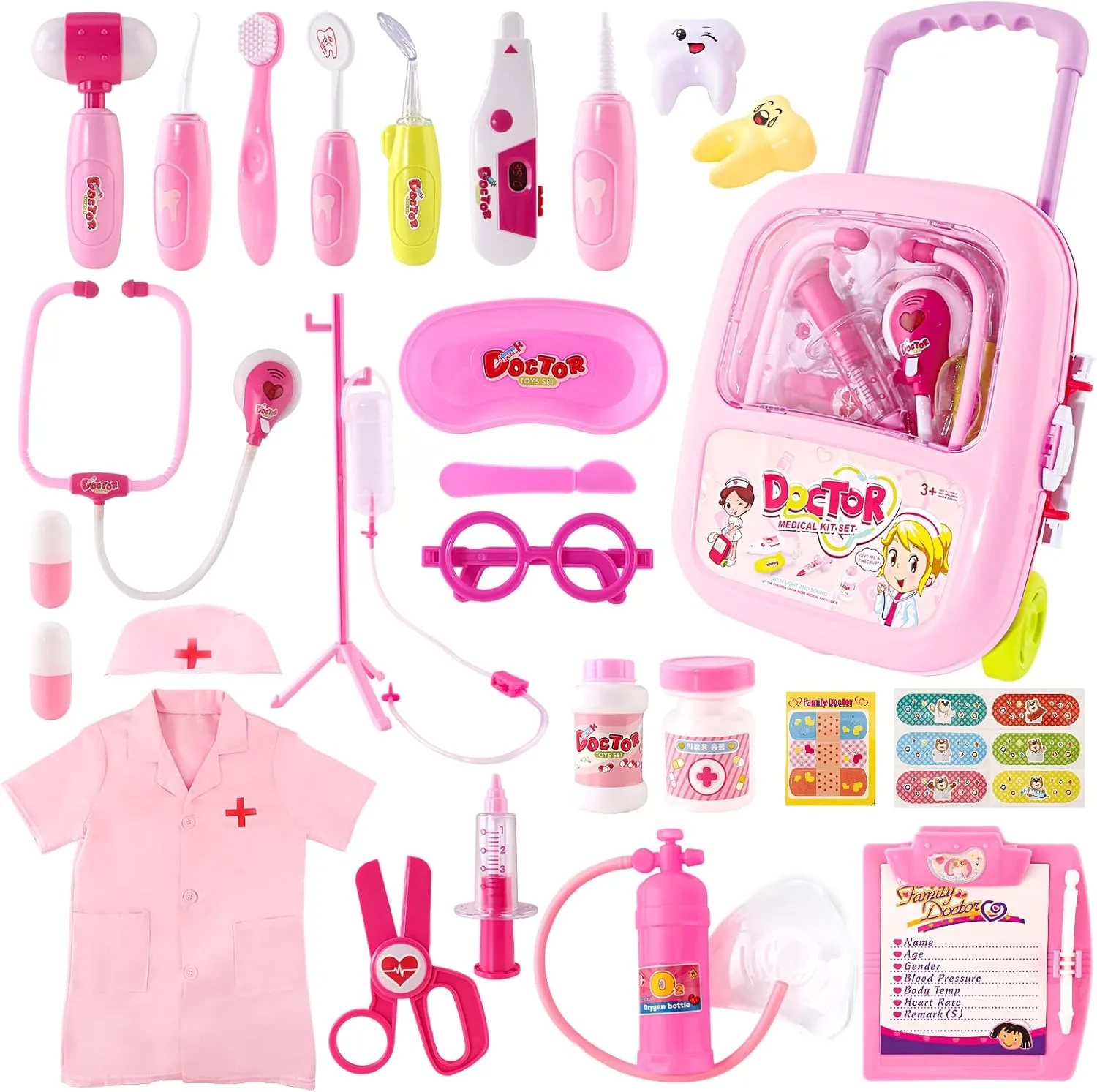 Doctor Pretend Play for Kids Toddlers Doctor Kit for Kids, Pretend Playset kit for Toddlers blur disorder plan accumulate precipitation 3-5 with Medical Storage Bag & Real Stethoscope, for Girls Fun Role Playing Game, 