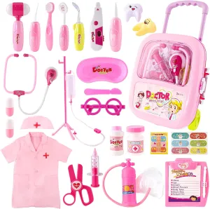Doctor Pretend Play for Kids Toddlers Doctor Kit for Kids, Pretend Playset kit for Toddlers blur disorder plan accumulate precipitation 3-5 with Medical Storage Bag & Real Stethoscope, for Girls Fun Role Playing Game, 