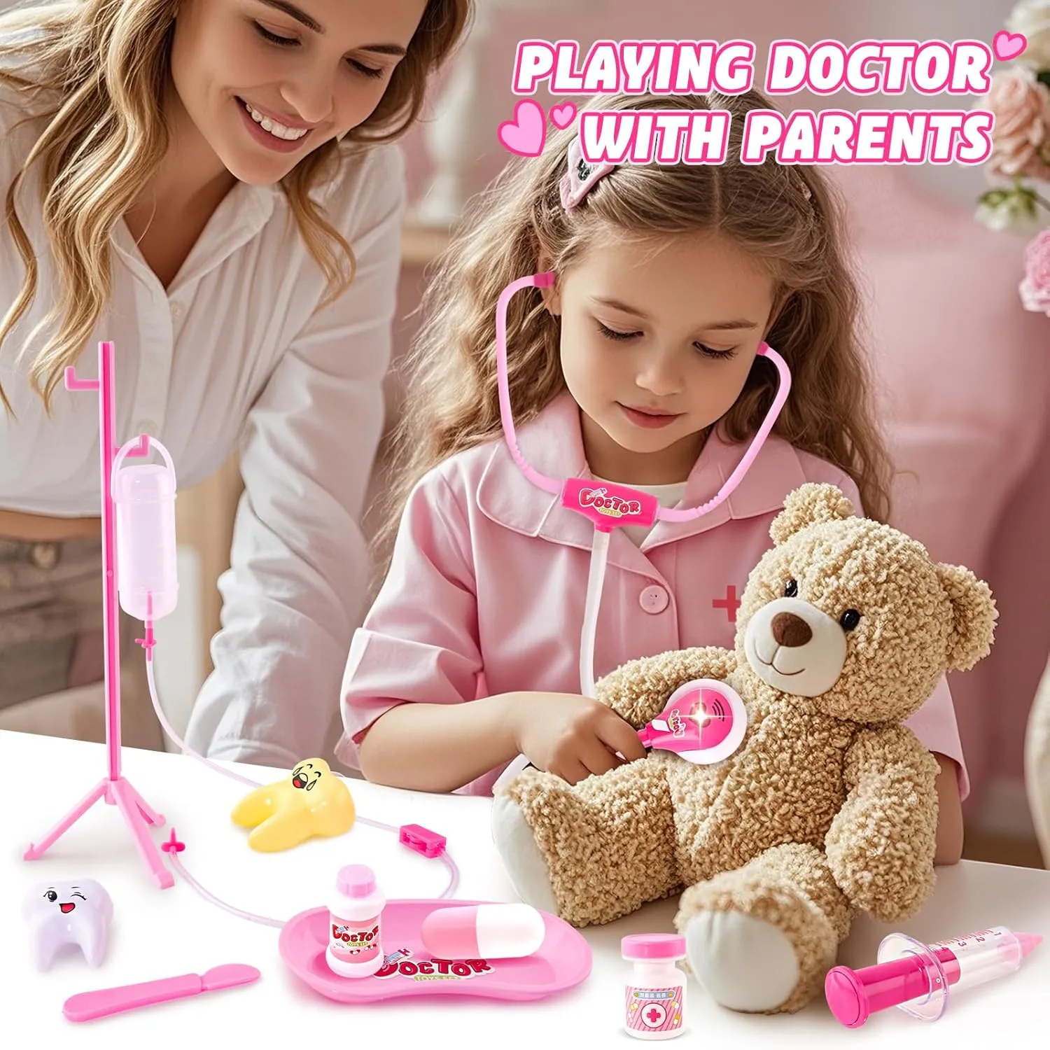 Doctor Pretend Play for Kids Toddlers Doctor Kit for Kids, Pretend Playset kit for Toddlers blur disorder plan accumulate precipitation 3-5 with Medical Storage Bag & Real Stethoscope, for Girls Fun Role Playing Game, 
