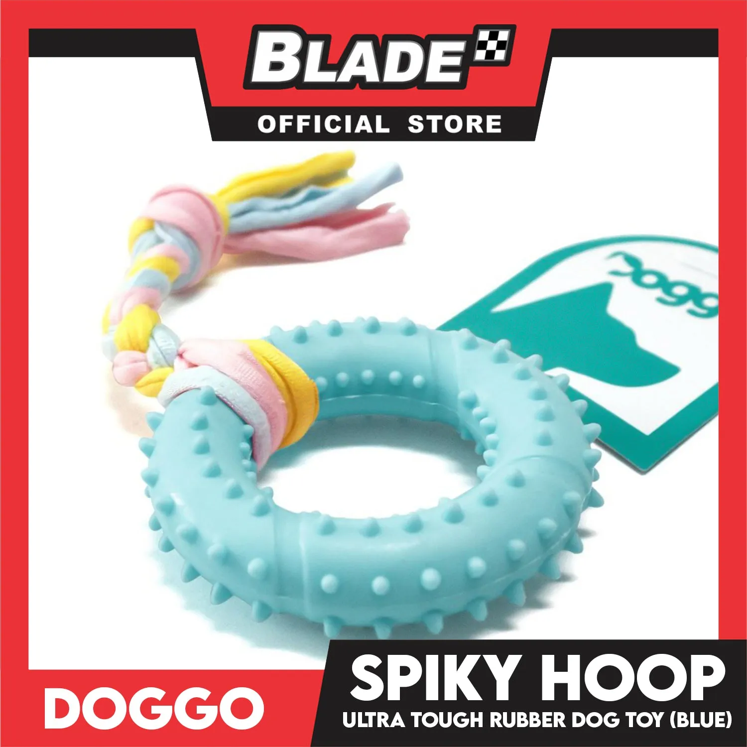 Doggo Spiky Hoop (Blue) Ultra Tough Rubber Pet Toy