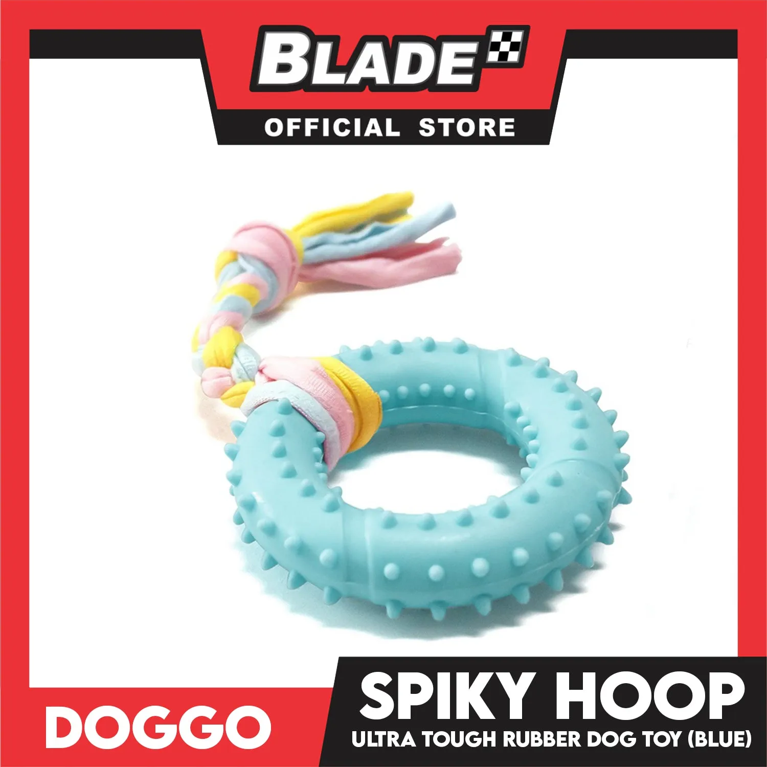Doggo Spiky Hoop (Blue) Ultra Tough Rubber Pet Toy