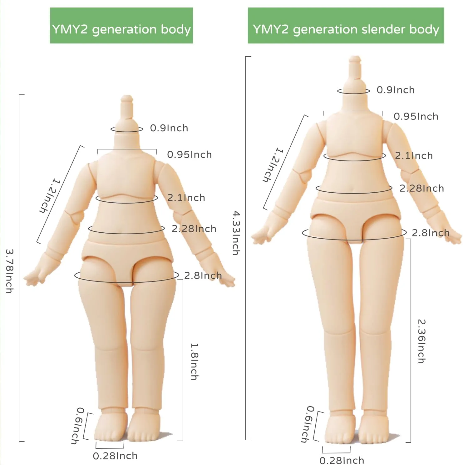 Doll Body Joint Movable Doll Model Action Figure ��Sakura Pink-4.33 in�� YMY OB11 moody Extended Size GSC 1/12 BJD 