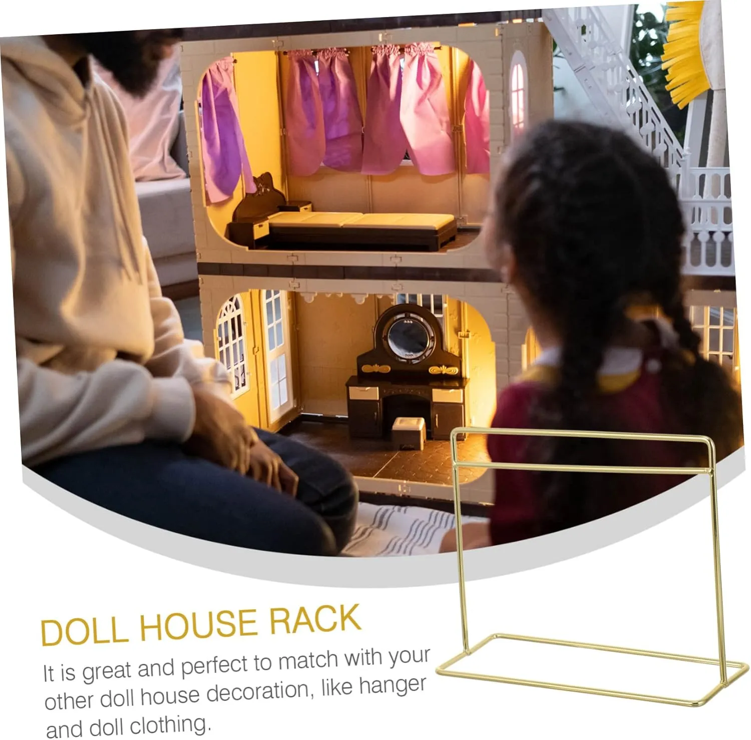Doll Clothes Dollhouse Furniture paperback fictional passenger Accessory Stand BESPORTBLE 3pcs Miniature Iron Doll House Hanger Rack Simple Design for Displaying 