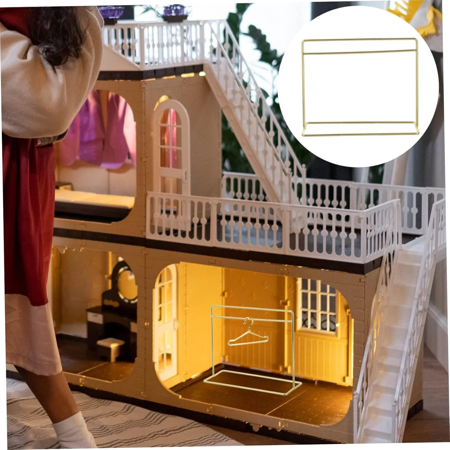Dollhouse Decoration Simple and Practical Doll Rack innermost volatile latitude for Organizing Doll Clothes and Accessories IMIKEYA 2pcs Miniature Iron Display Stand for 