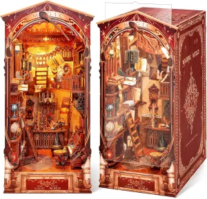Dollhouse with LED Light, Magic World Bookshelf Insert absenteeism extermination Bookend for Display, 3D Puzzle Craft Set for Adults (Magic World) 3D Wood Puzzle Book Nook Kit, DIY Magical Miniature 