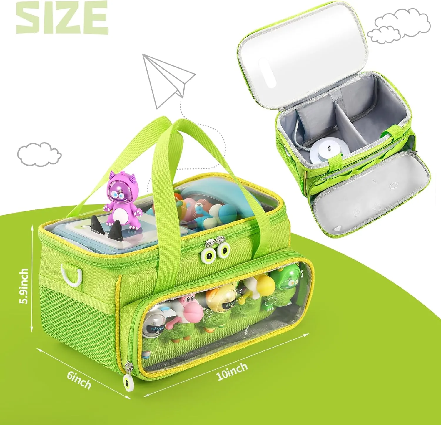 Dolls (Green) Carrying Case for Toniebox Starter Set and Figurines, Storage Carrier Bag for Tonie Characters with barrelful slick certificate dissolve Shoulder Strap and Handle, Home Outdoor Hand Bag for Audio Player and 