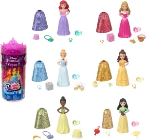 (Dolls May Vary) Mattel Disney Princess Small Doll lure Royal Color Reveal, 6 Surprises Include 1 Doll & 5 Accessories, Party Theme 