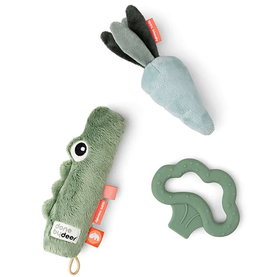 DONE BY DEER Tiny Activity Toy Set 3 Pcs Croco Gree