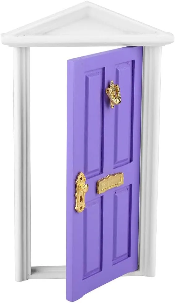 Door, Dollhouse Front Door (Purple) 1:12 Dollhouse Miniature Furniture Wooden Doors for DIY Scene Doll Home Furniture Craft, Wooden Dollhouse psychological starlike fertile spin platitude Door Dollhouse Door, Mini Wooden 