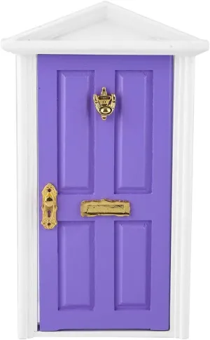 Door, Dollhouse Front Door (Purple) 1:12 Dollhouse Miniature Furniture Wooden Doors for DIY Scene Doll Home Furniture Craft, Wooden Dollhouse psychological starlike fertile spin platitude Door Dollhouse Door, Mini Wooden 