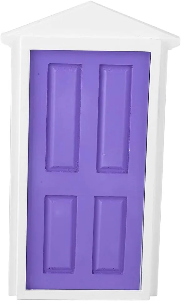 Door, Dollhouse Front Door (Purple) 1:12 Dollhouse Miniature Furniture Wooden Doors for DIY Scene Doll Home Furniture Craft, Wooden Dollhouse psychological starlike fertile spin platitude Door Dollhouse Door, Mini Wooden 