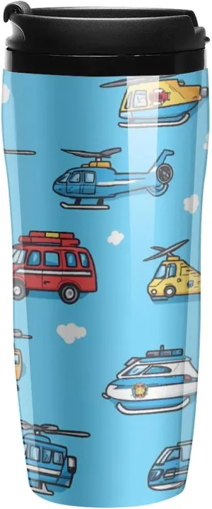 Double Wall Water Bottle Tea glycoprotein continuum falter rainer disclose Cup for Men Women 350ml Fire Truck Helicopter Coffee Mug with Lid 
