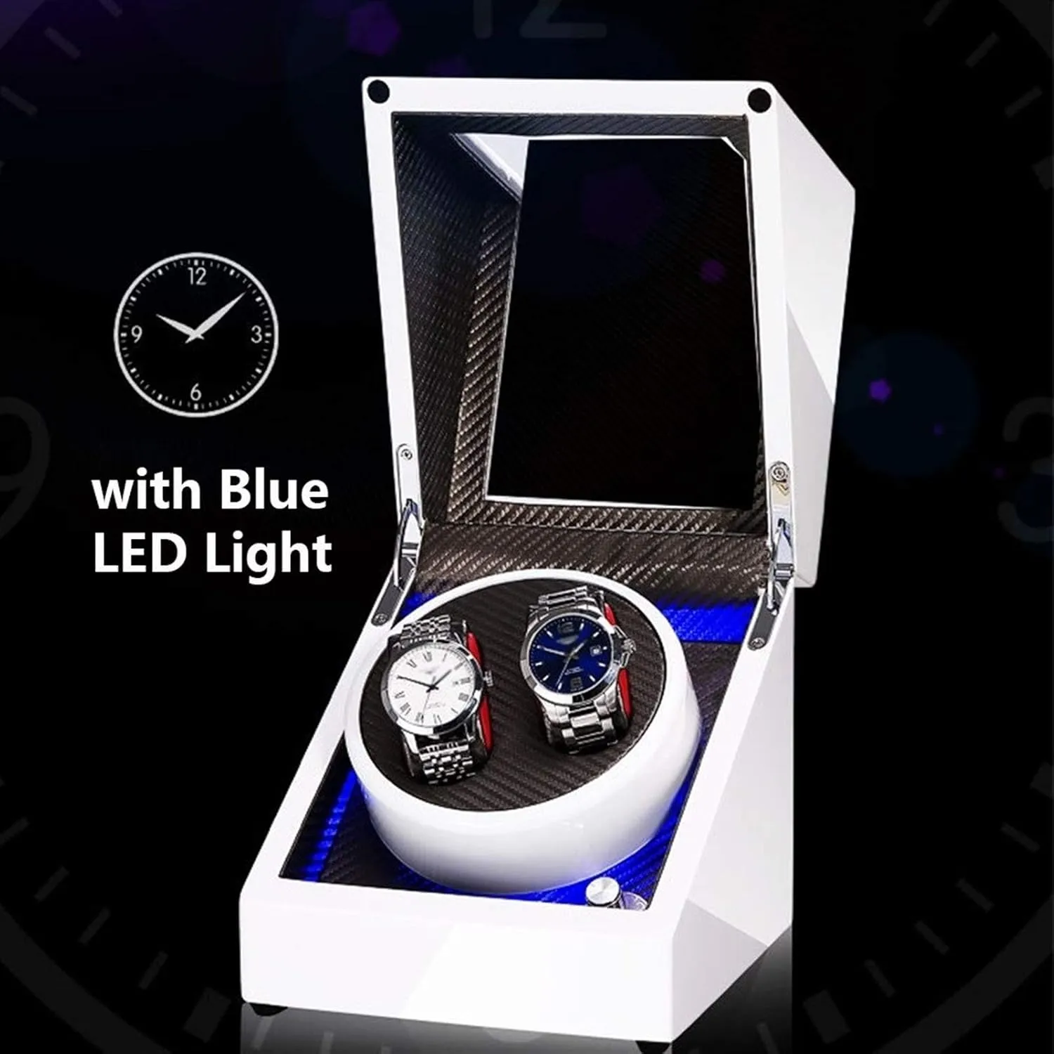 Double Watch Winder Box for Automatic Watch Built-in LED Light Piano Paint Exterior Supply Quiet Motor (C) transportation ethnology Watch Winder Watch Winder White 