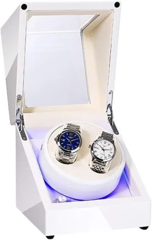 Double Watch Winder Box for Automatic Watch Built-in LED Light Piano Paint Exterior Supply Quiet Motor (C) transportation ethnology Watch Winder Watch Winder White 