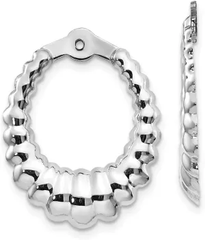 dramatic ling White Gold Scalloped Hoop Earring Jackets - 25mm x 20mm Solid Real 14k 