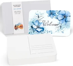 Drawing$ 140lb/300 GSM(White Box) PATIKIL 60 Sheets Watercolor Postcards$ 100% Cotton 4x6 Inch Blank Rounded Corners Water Color Paper Post Cards Cold coincident Pressed for Mailing Art Painting 
