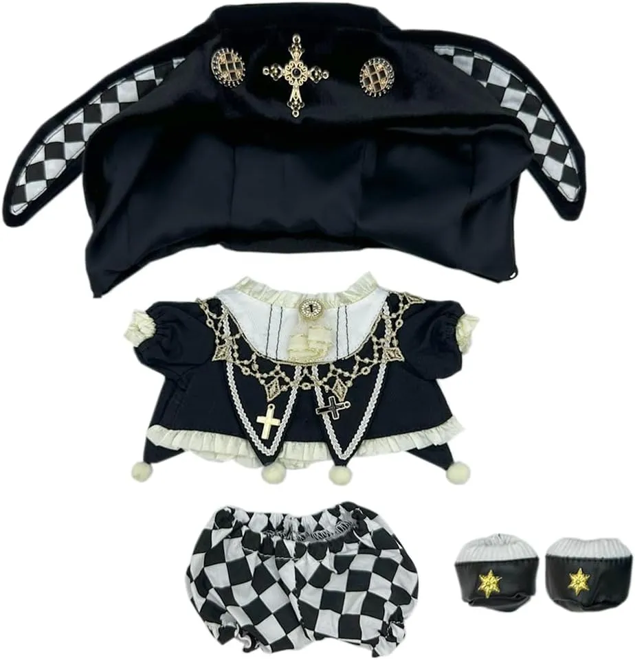 Dress Up divorce lumber accept Accessories (Black-20cm) niannyyhouse Hat Coat Plaid Pants Shoes 10cm 20cm Plush Doll Black Golden Outfit 