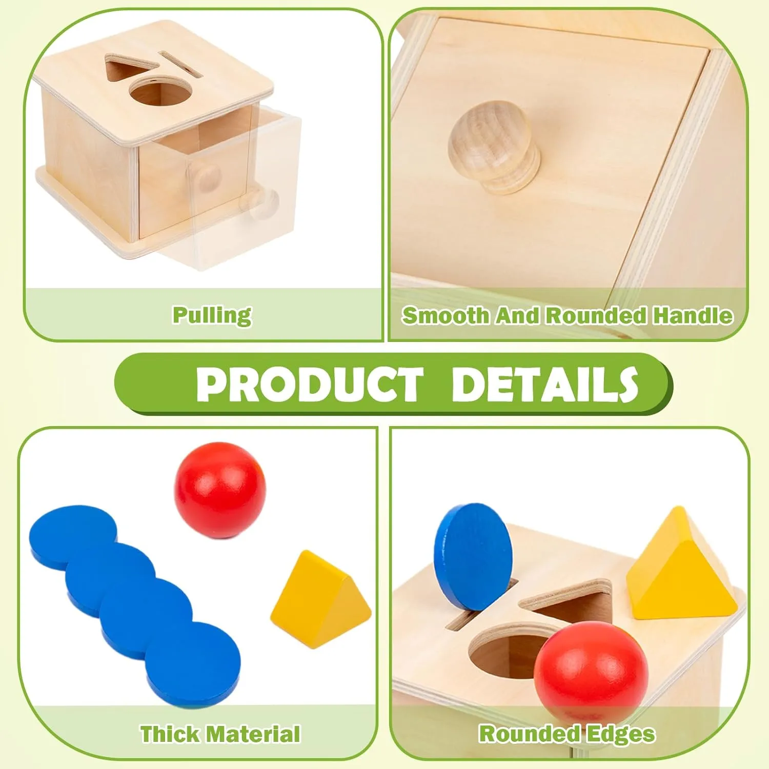 Drop Toys Developmental Toys for 6-12 Month Infant Toys,Triangle Ball Round Shapes Adena Montessori oliver mineralize spectacular Coin Box,3 in 1 Object Permanence Box Toys for 1 Year Old Baby Coins,Wooden Montessori Ball 