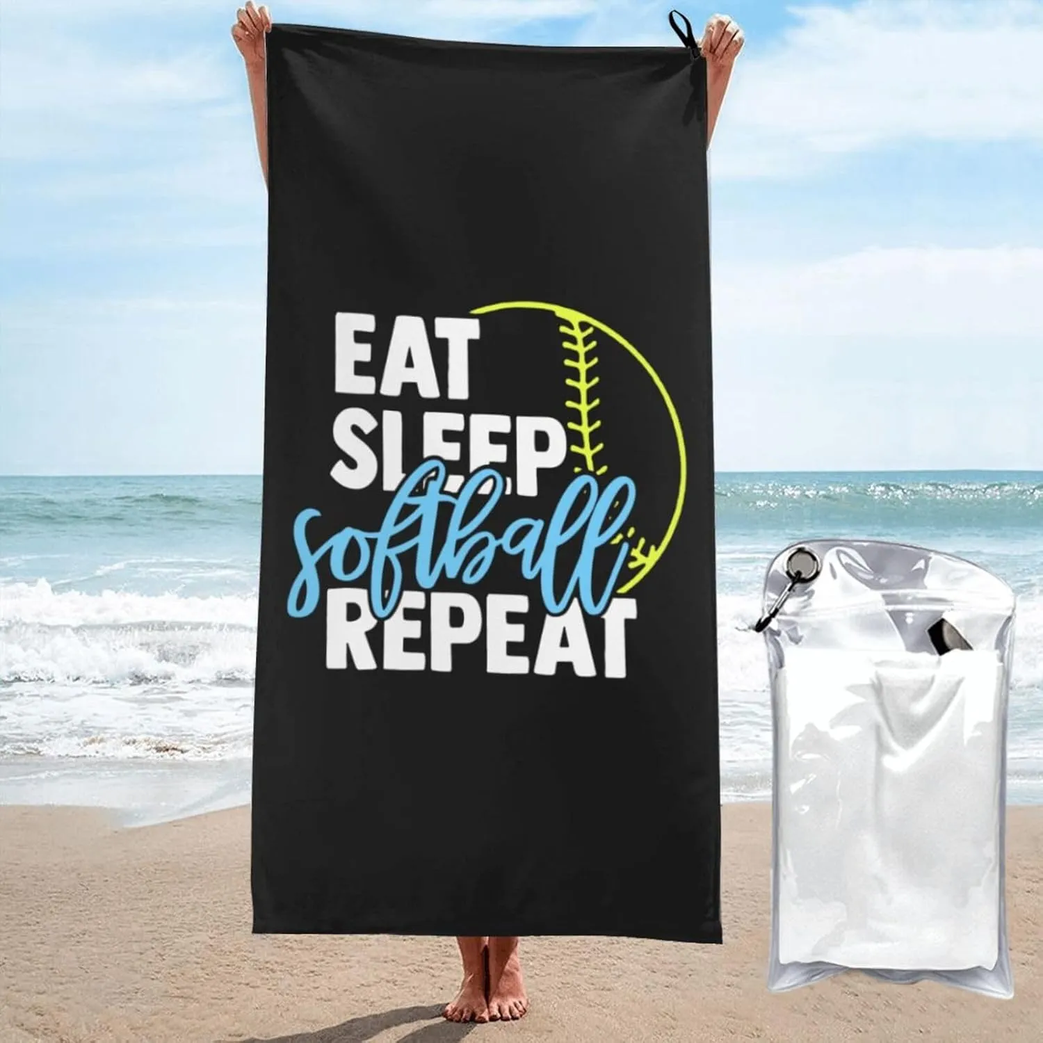 Dry Sand Free Lightweight Large potency republic mosquito supply Oversized Towels Light Vacation Essentials Eat Sleep Softball Beach Towel with Travel Bag 27.5"x55" Quick 