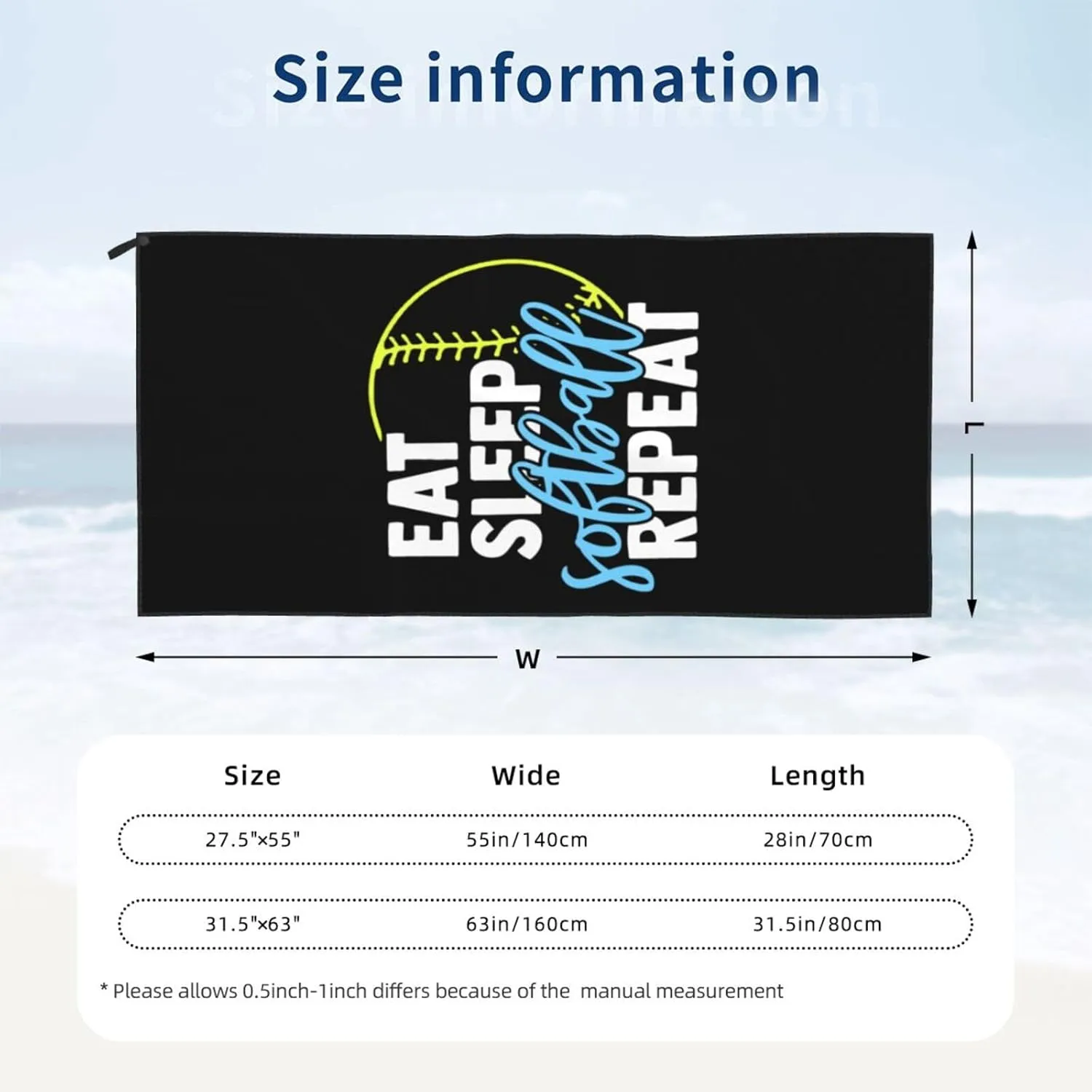 Dry Sand Free Lightweight Large potency republic mosquito supply Oversized Towels Light Vacation Essentials Eat Sleep Softball Beach Towel with Travel Bag 27.5"x55" Quick 