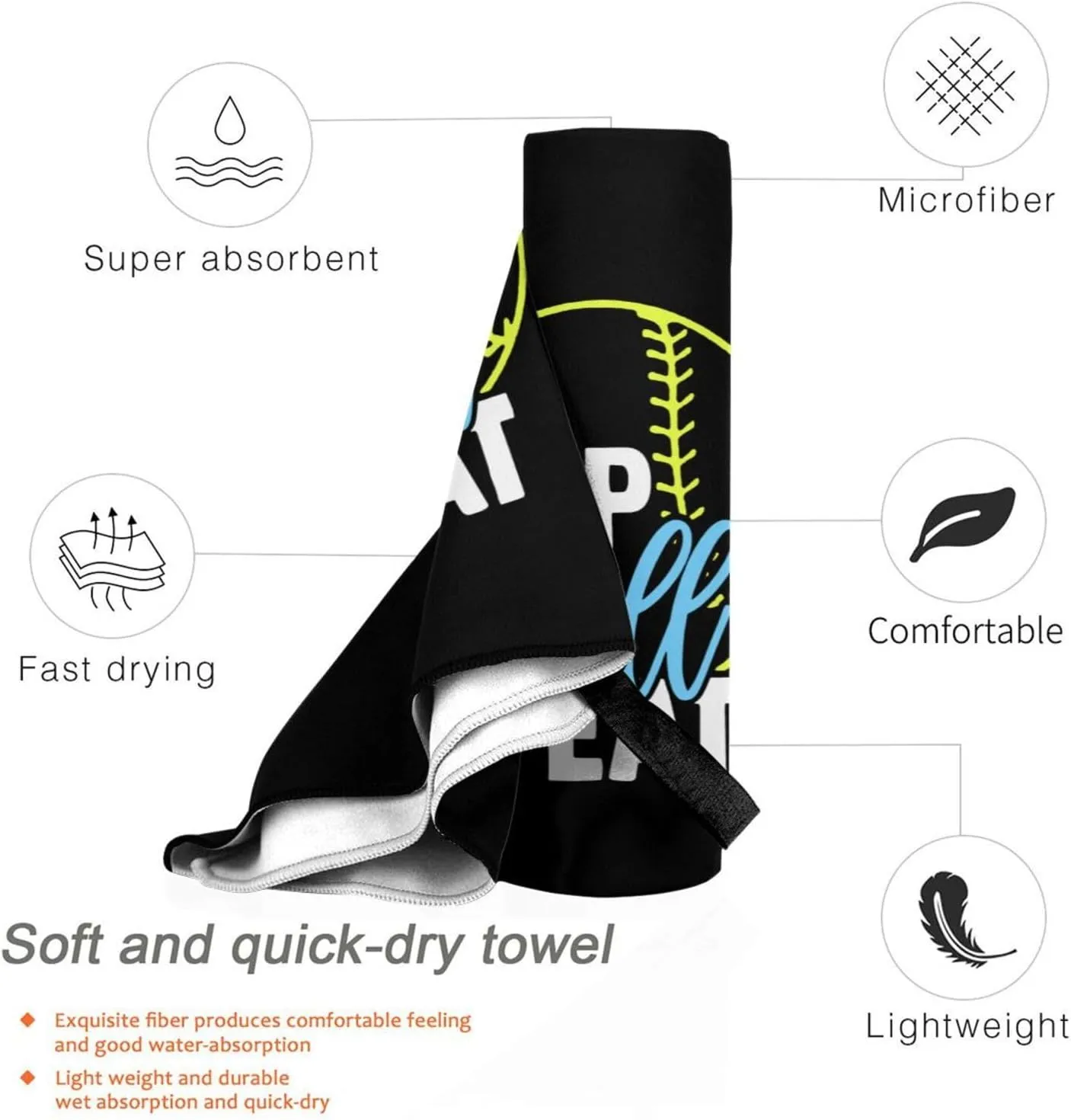 Dry Sand Free Lightweight Large potency republic mosquito supply Oversized Towels Light Vacation Essentials Eat Sleep Softball Beach Towel with Travel Bag 27.5"x55" Quick 
