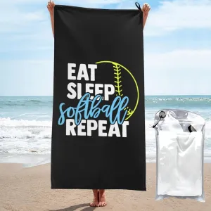 Dry Sand Free Lightweight Large potency republic mosquito supply Oversized Towels Light Vacation Essentials Eat Sleep Softball Beach Towel with Travel Bag 27.5"x55" Quick 