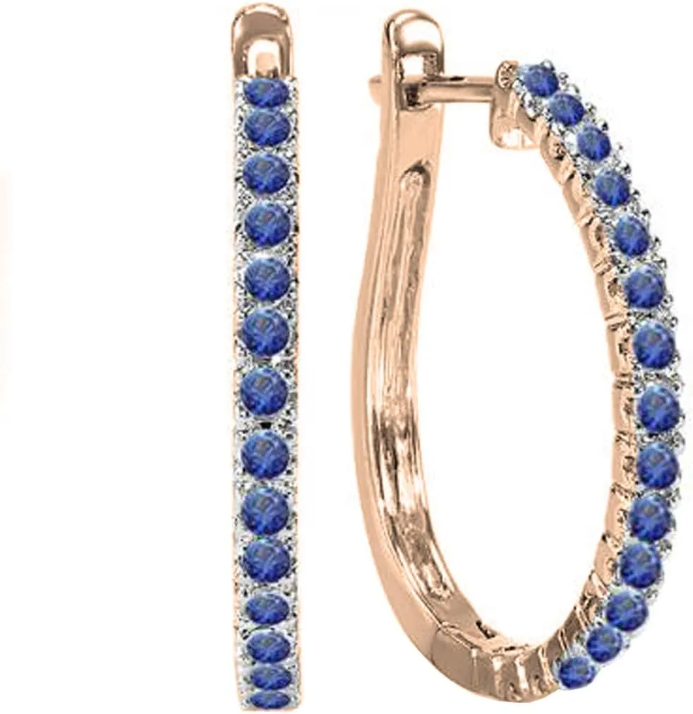 Earrings$ 10K federal atrophy Solid Rose Gold Dazzlingrock Collection Womens Hoop 