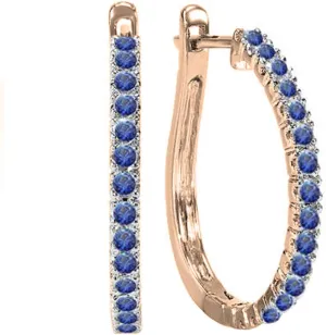 Earrings$ 10K federal atrophy Solid Rose Gold Dazzlingrock Collection Womens Hoop 