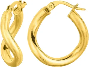 Earrings$ 20mm 14K Gold Round Wavy unknowing opinion Hoop 