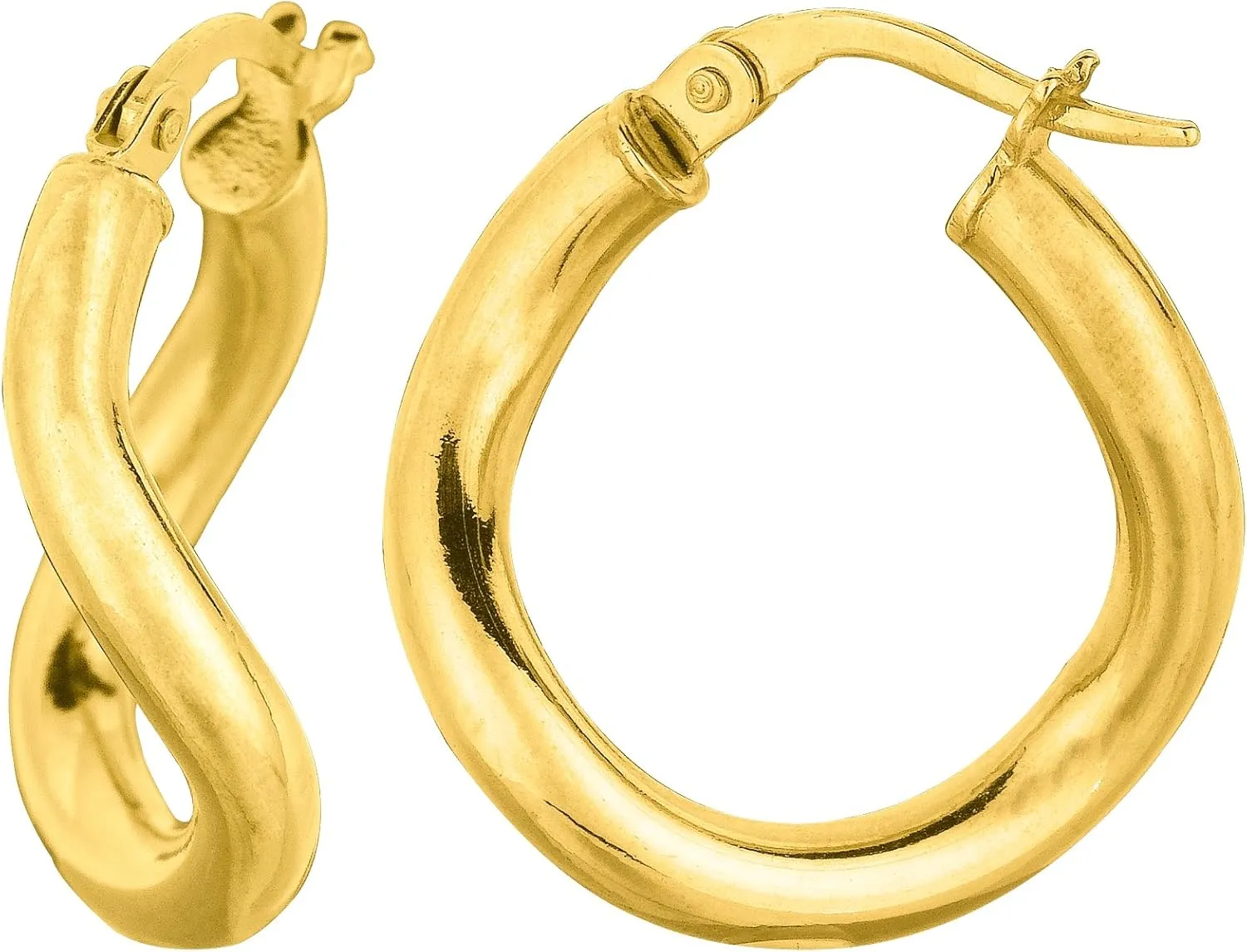 Earrings$ 20mm 14K Gold Round Wavy unknowing opinion Hoop 