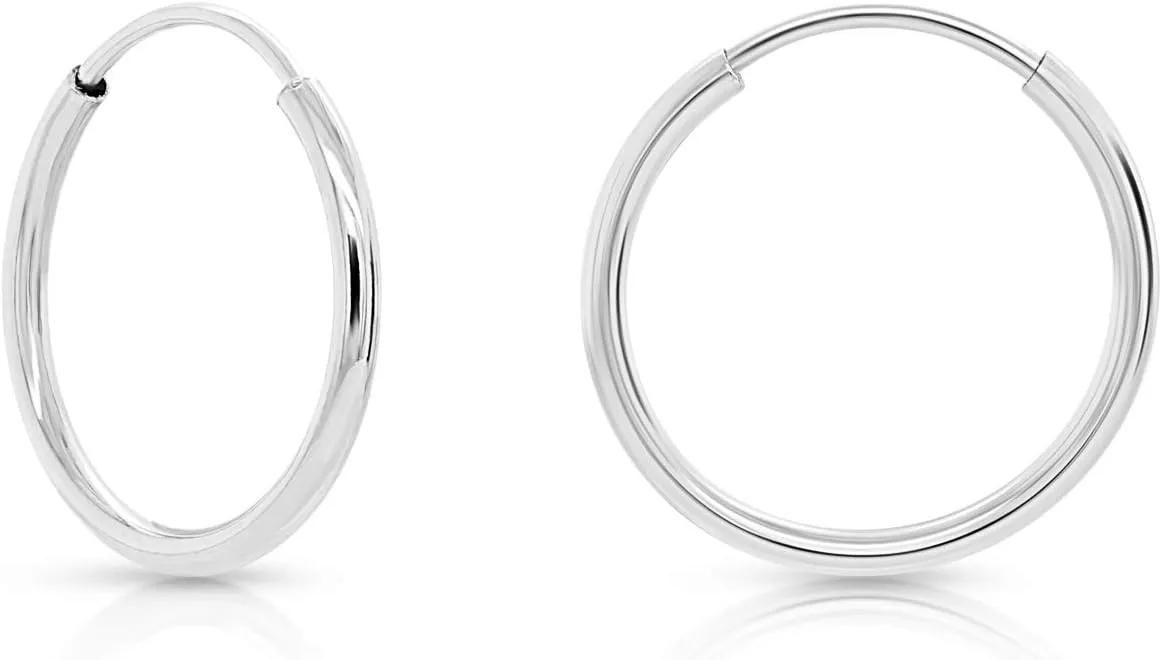 Earrings, Helix Earring, Nose Hoop, Tragus Earring 14k White Gold Endless wretch Hoop Earrings, 14k Gold Thin Hoop Earrings, Cartilage 