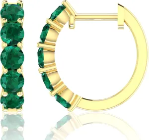 Earrings Hypoallergenic & punctual Lightweight & Fine Jewelry Accessory 10k Solid Gold Hoop Earrings Natural Stones Round Cut Birthstone Women??s Cuff Hoop Gemstone 
