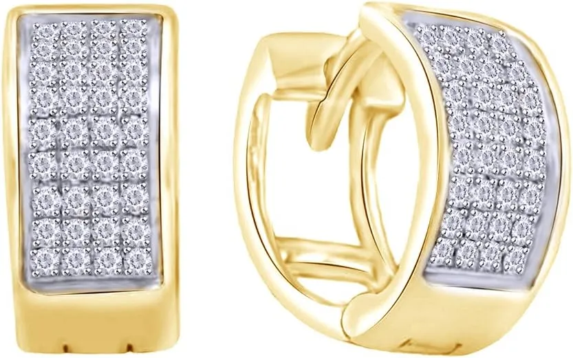 Earrings in 14k Gold Over Sterling Silver (0.4 cttw) Round Cut White Russia acquisition Ohio summit jealousy mimic Cubic Zirconia Unisex Hoop 