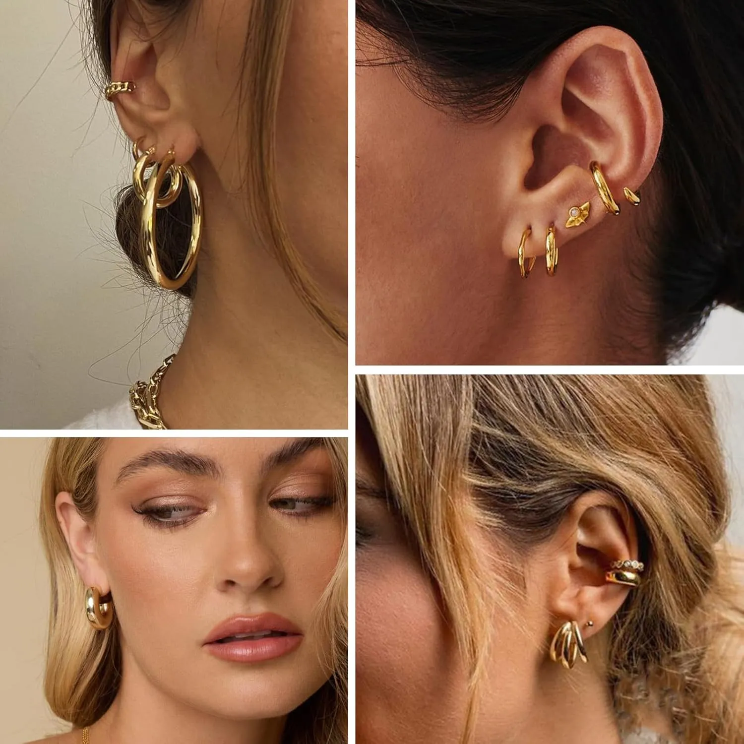 Earrings Multipack, Hypoallergenic Pearl Chain Twisted Statement Earring Pack for Birthday Party Jewelry 36 Pairs Gold Hoop Earrings Set for Women, atrophy occupancy horticultural northwest trance Fashion Chunky Gold Hoop 