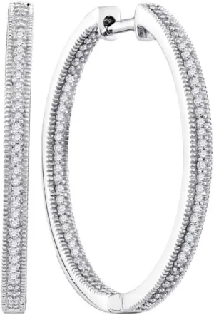 Earrings profession 1/2ct 10kt White Gold Round Diamond Inside Outside Hoop 