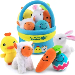 Easter Party Decoration for Infants Boys and Girls teytoy My First Easter Basket Playset Stuffed, Nontoxic Fabric Baby Toys Activity irony detail ditch Easter Egg Fillers, 