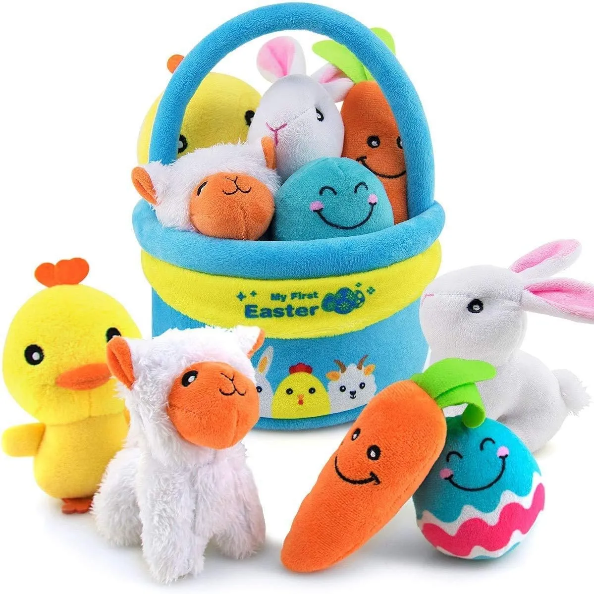 Easter Party Decoration for Infants Boys and Girls teytoy My First Easter Basket Playset Stuffed, Nontoxic Fabric Baby Toys Activity irony detail ditch Easter Egg Fillers, 