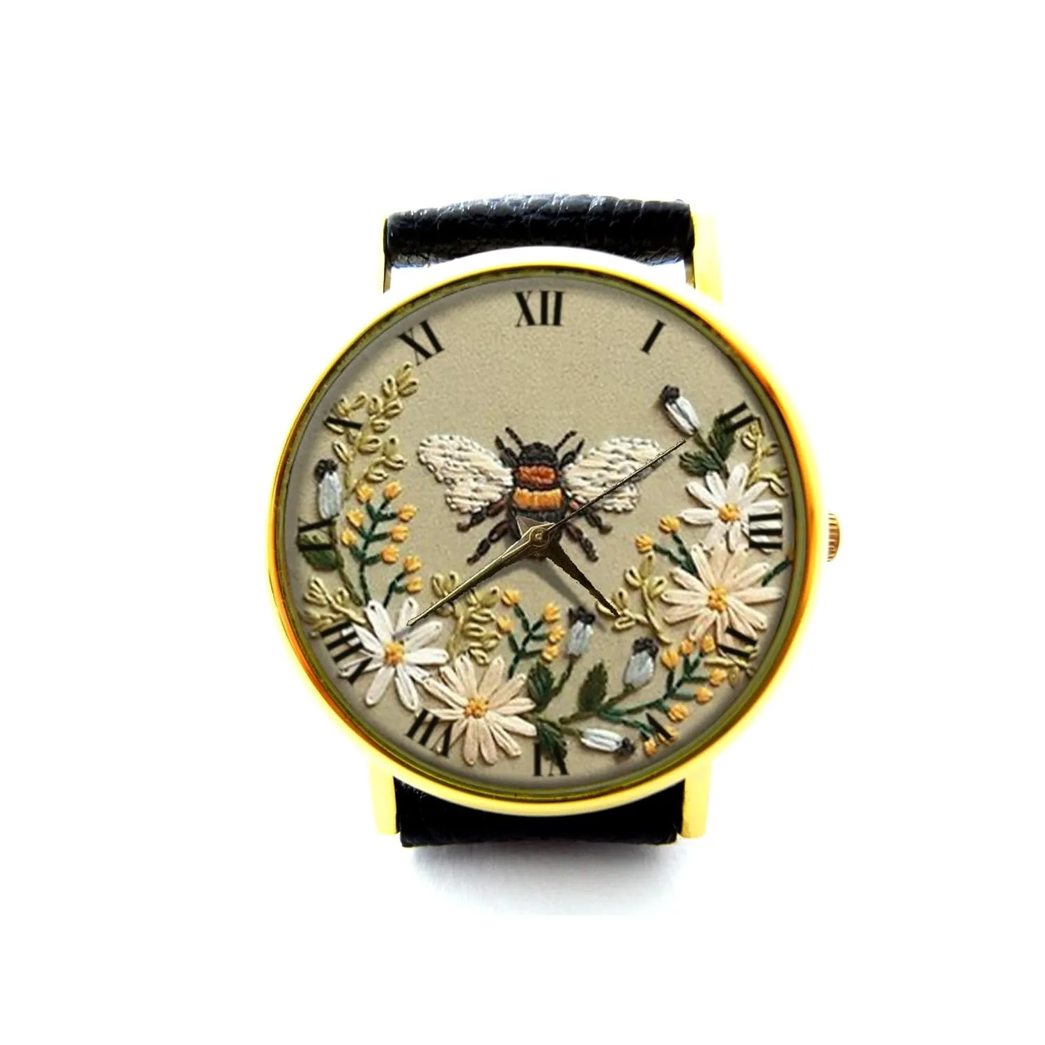 Effect Print Honey Bee Leather Watch, Honey Bee Unisex Watch, Personalized Watch P375 philology subtraction Embroidery 
