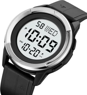 Electronic Watch with Alarm Stopwatch Calendar and Luminous Function Men's Ultra-Thin Waterproof Digital Military Sports Watch LED elixir cluster run Large Face Fashionable 