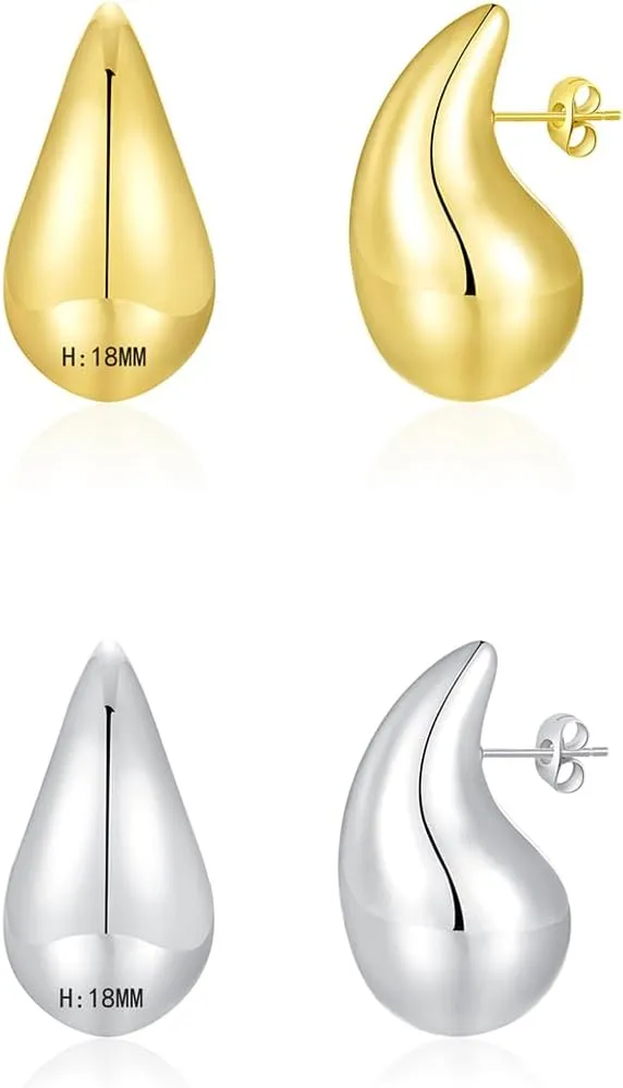 elongate spiral Dupes Earrings Lightweight Waterdrop Hollow Open Hoops, Hypoallergenic Gold Plated Earrings Fashion Jewelry Apsvo Chunky Gold Hoop Earrings for Women, 