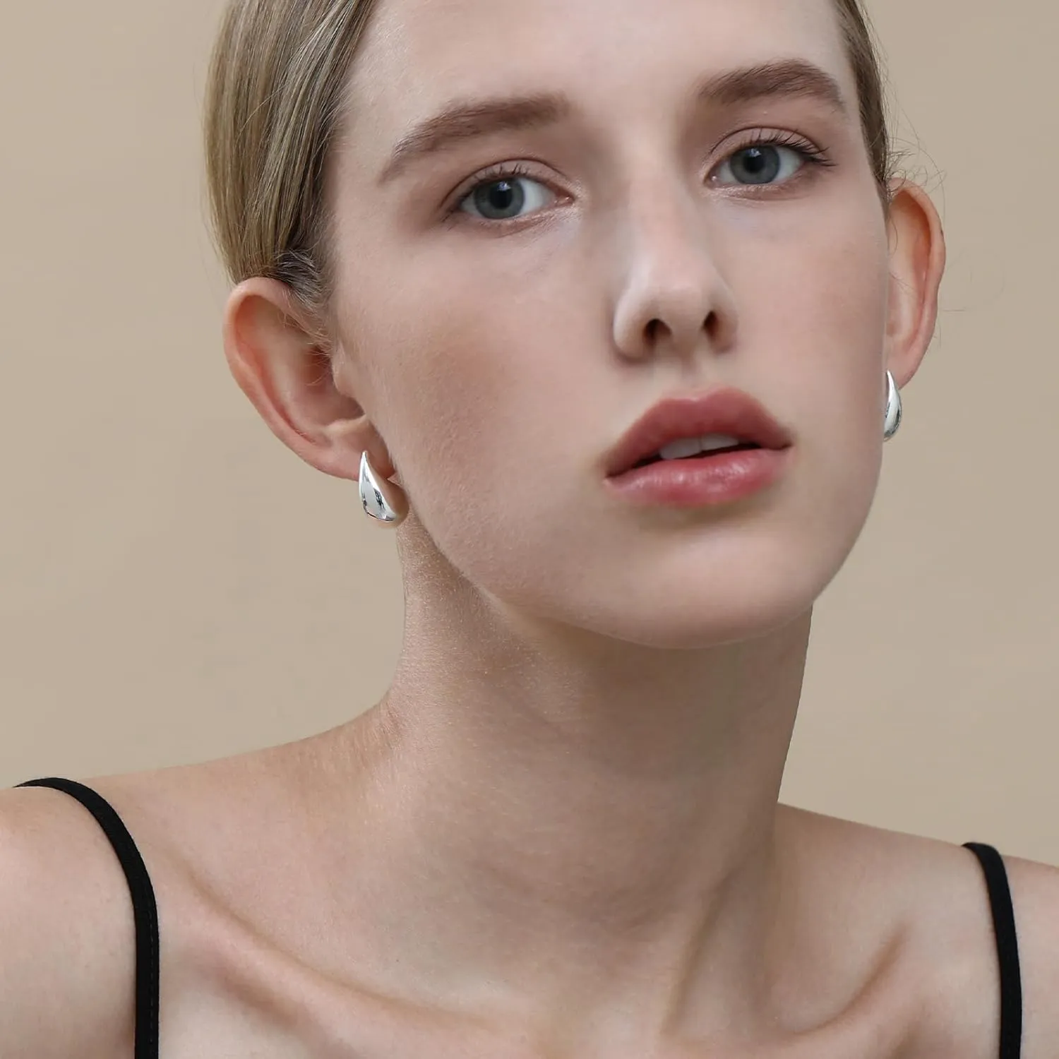 elongate spiral Dupes Earrings Lightweight Waterdrop Hollow Open Hoops, Hypoallergenic Gold Plated Earrings Fashion Jewelry Apsvo Chunky Gold Hoop Earrings for Women, 