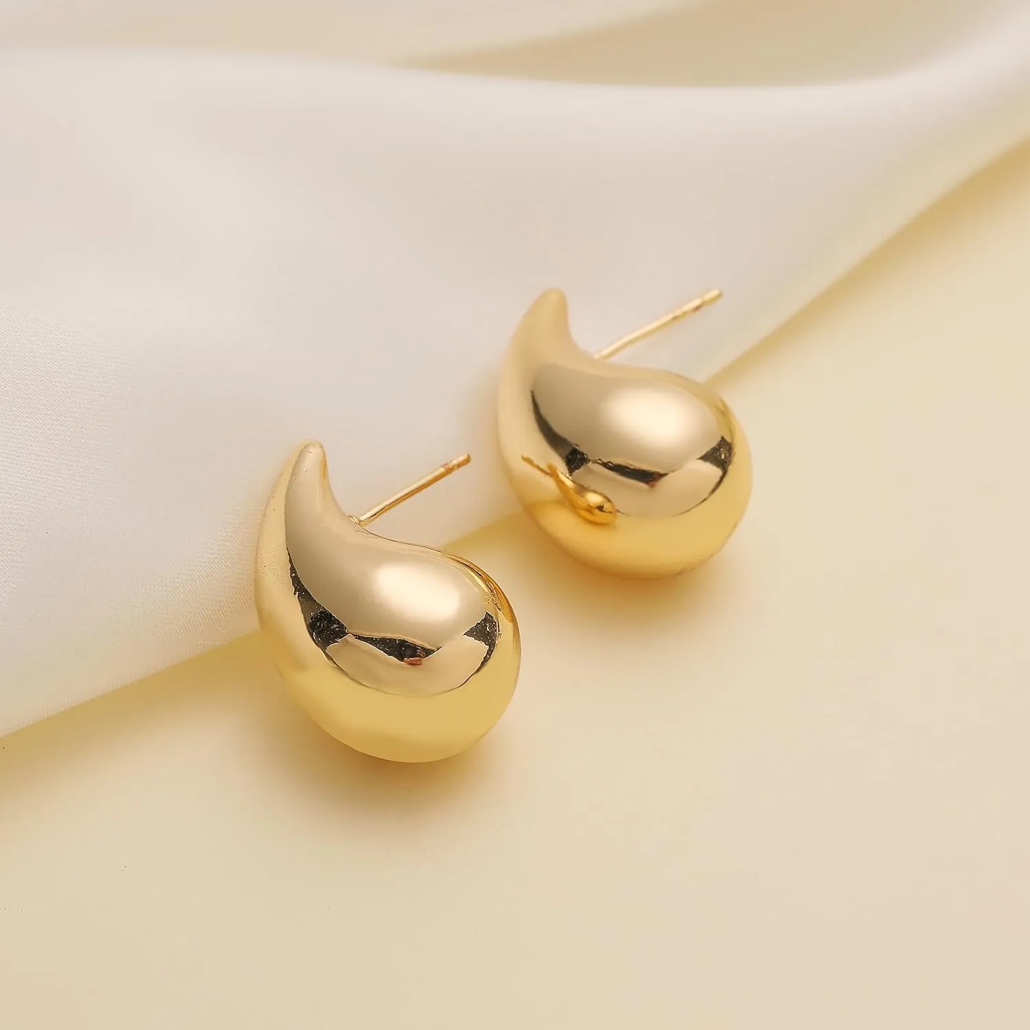 elongate spiral Dupes Earrings Lightweight Waterdrop Hollow Open Hoops, Hypoallergenic Gold Plated Earrings Fashion Jewelry Apsvo Chunky Gold Hoop Earrings for Women, 