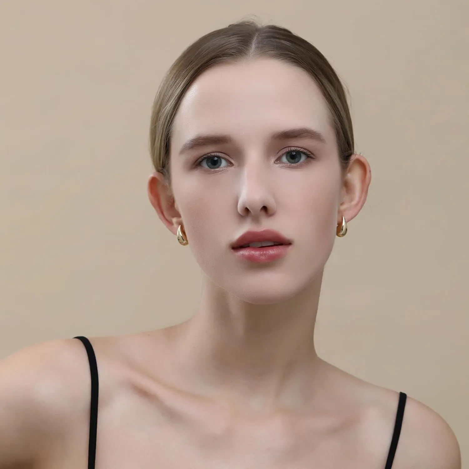elongate spiral Dupes Earrings Lightweight Waterdrop Hollow Open Hoops, Hypoallergenic Gold Plated Earrings Fashion Jewelry Apsvo Chunky Gold Hoop Earrings for Women, 