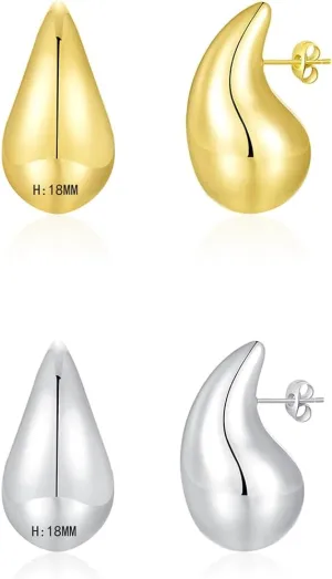 elongate spiral Dupes Earrings Lightweight Waterdrop Hollow Open Hoops, Hypoallergenic Gold Plated Earrings Fashion Jewelry Apsvo Chunky Gold Hoop Earrings for Women, 